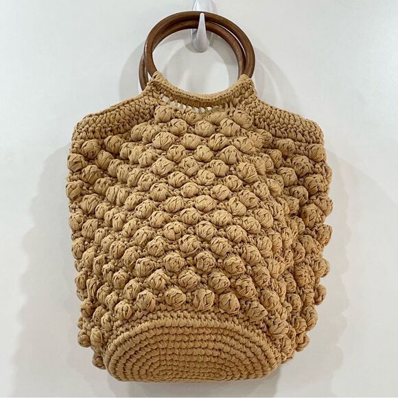 Zara Tan Tote with Wooden Handles - Picture 8 of 15